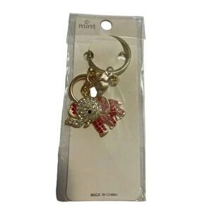 MINT WHITE AND PINK SPARKLE ELEPHANT KEYCHAIN 0